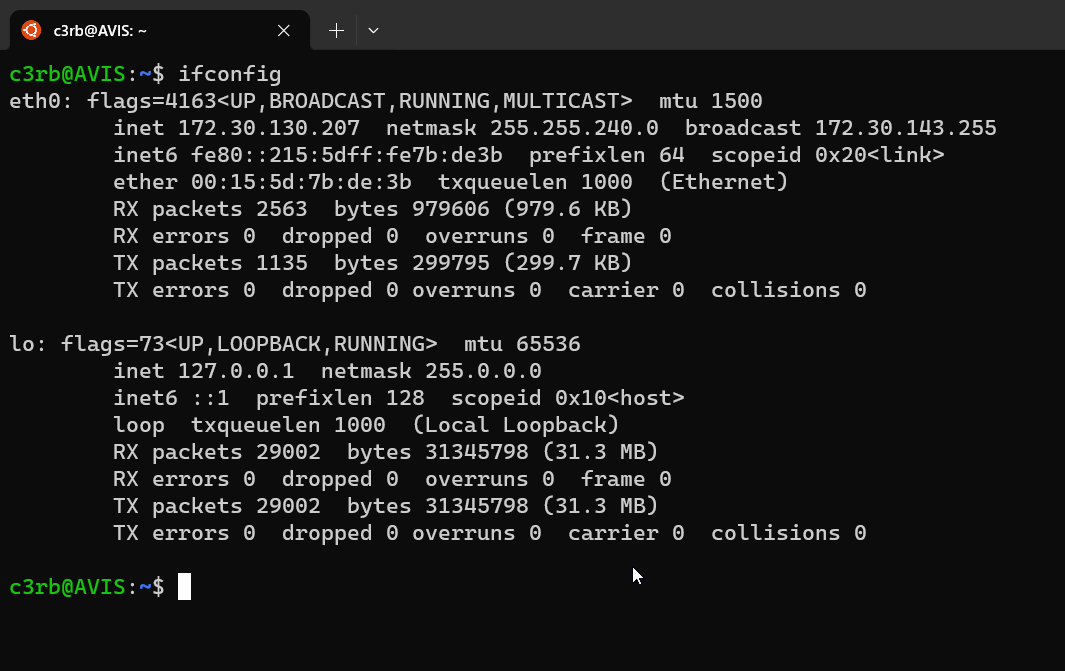 ifconfig output